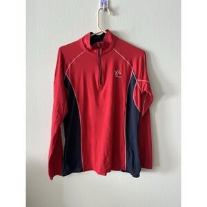 Ariat 1/4 Zip Womens Large Navy Red Ariat Trek  Heat Series US Equestrian Flag